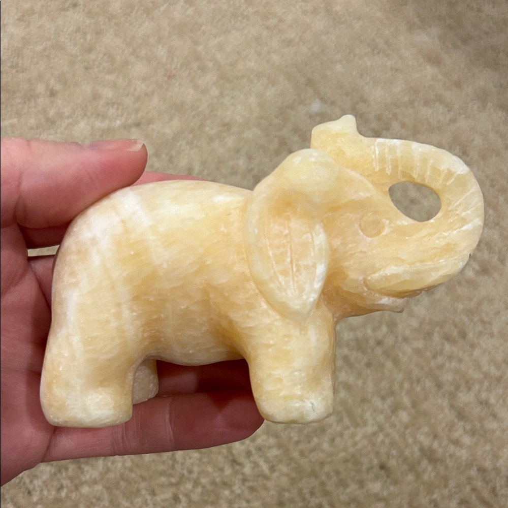 Yellow Calcite Elephant Figurine